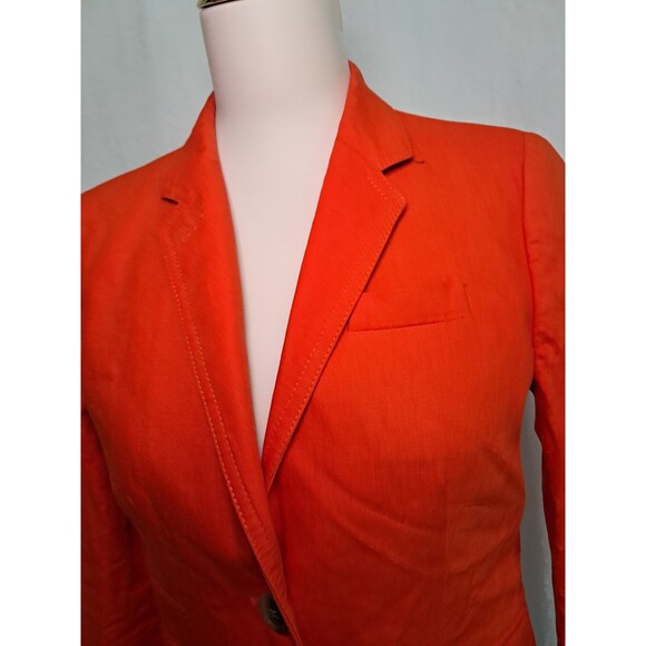 J.Crew Schoolboy Blazer 100% Linen Single Breasted Orange Pockets Size 2 - Picture 3 of 12